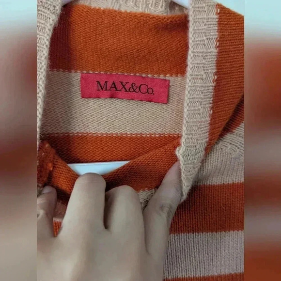 Max & Co Cashmere Orange Stripe Mock Neck Sweater Size Small - Picture 4 of 4